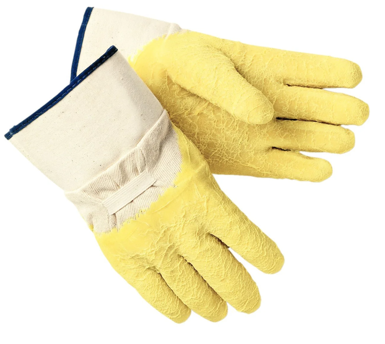 MCR Safety 6800 Tufftex Regular Grade Rubber Coated Crinkle Finish Men's Gloves with Rubberized Safety Cuff, Natural, Large