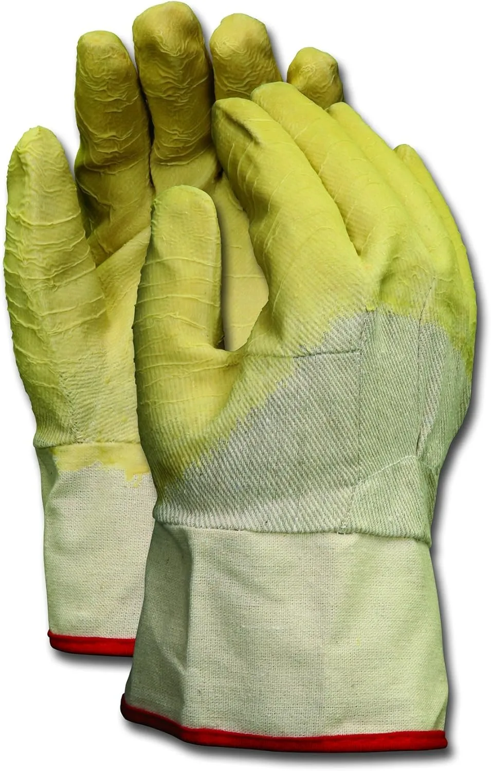 MCR Safety 6810 Tufftex Economy Grade Rubber Coated Crinkle Finish Men's Gloves with Starched Safety Cuff, Natural, Large