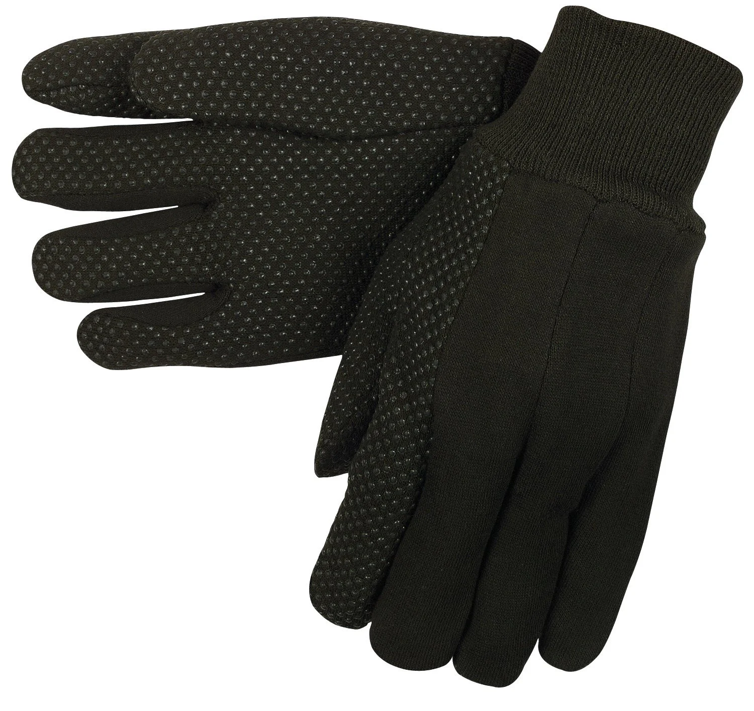 MCR Safety 7800 Jersey Cotton Knit Gloves with Plastic Dotted Palm and Forefinger and Clute Pattern, Large, 1-Pair , Brown