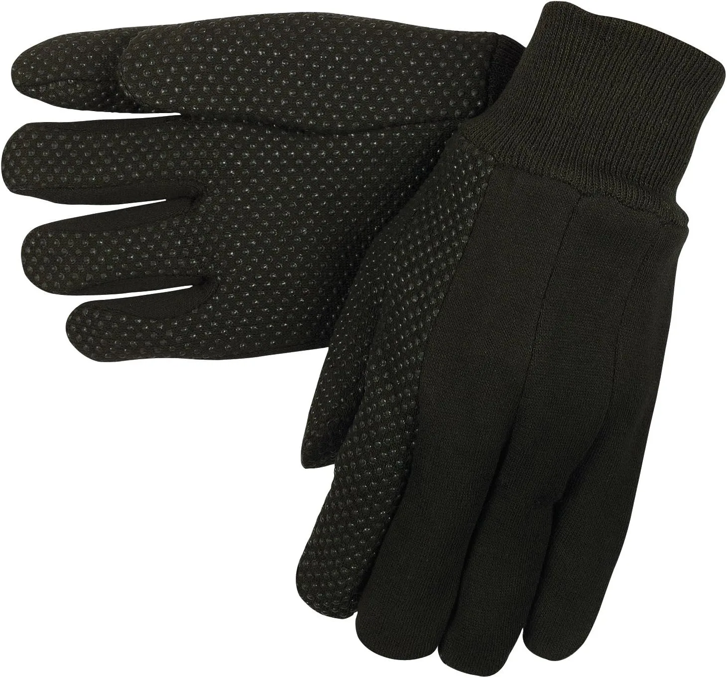 MCR Safety 7800 Jersey Cotton Knit Gloves with Plastic Dotted Palm and Forefinger and Clute Pattern, Large, 1-Pair , Brown