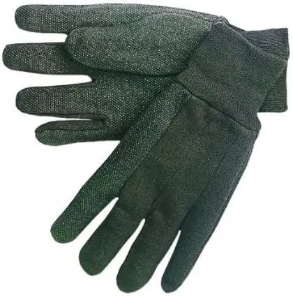 MCR Safety 7810 Jersey Cotton Knit Gloves with Plastic Mini-Dotted Palm and Forefinger and Clute Pattern, Large, 1-Pair