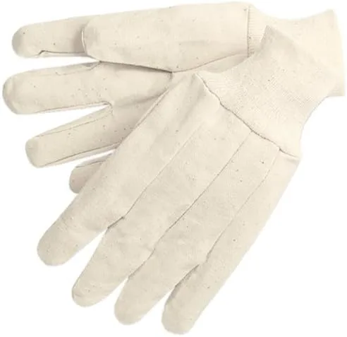 MCR Safety 8100 Cotton/Polyester Blend Canvas Knit Wrist Men's Gloves with Clute Pattern and Straight Thumb, White, Large