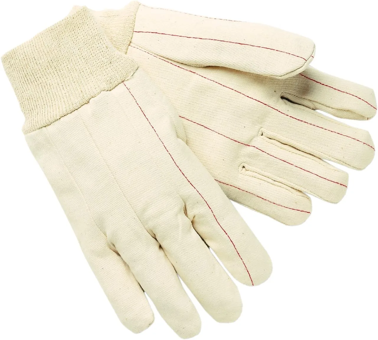 Nap-In Double Palm Cotton Work Gloves, ANSI Level 4 Heat Protection, Clute Cut, Straight Thumb, Large, White, 12 Pairs