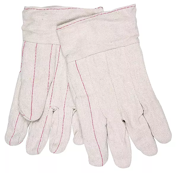MCR Safety 9018CB Nap In Cotton Double Palm Men's Gloves with Band Top and Straight Thumb, White, Large, 1-Pair