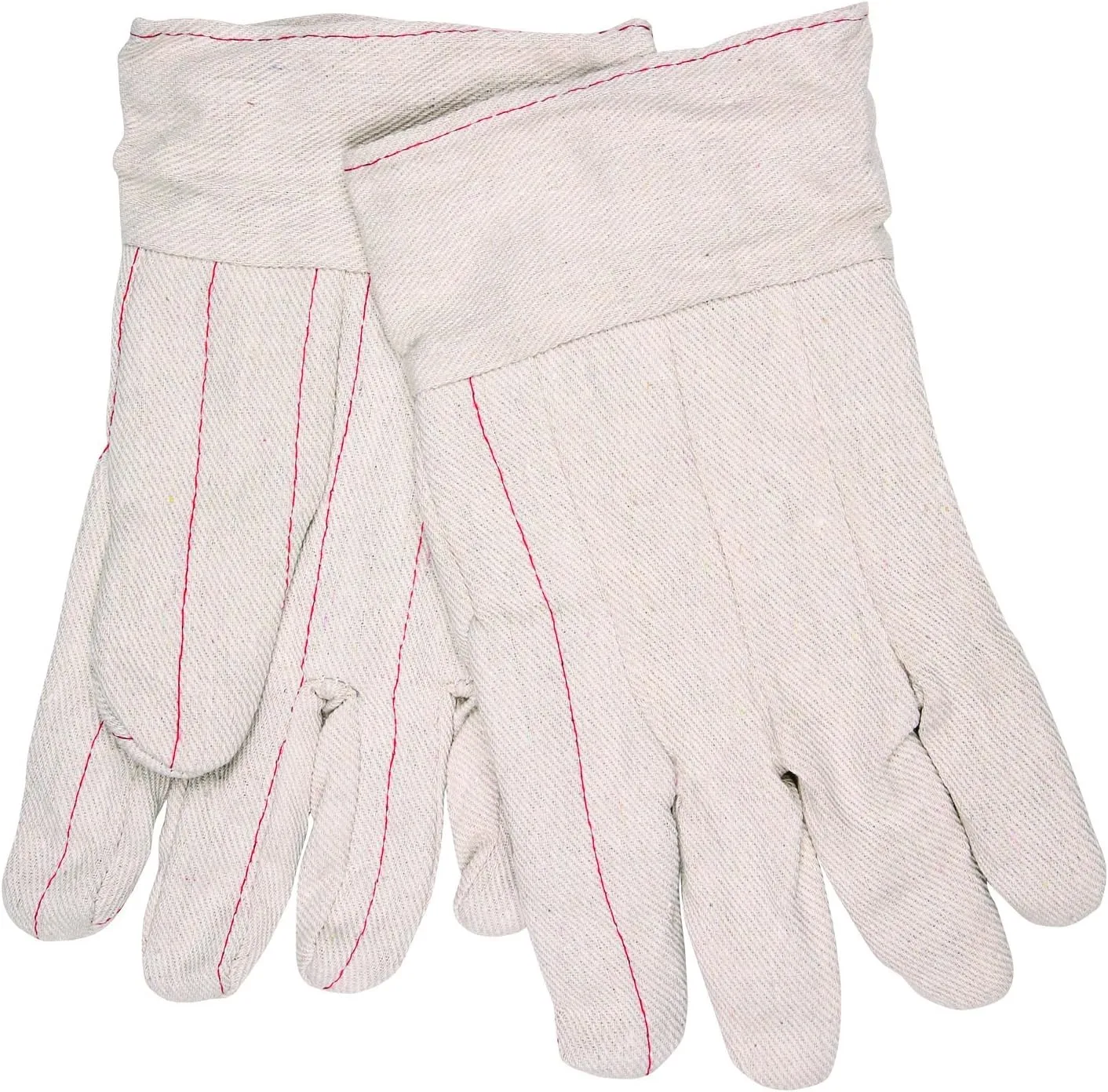 MCR Safety 9018CB Nap In Cotton Double Palm Men's Gloves with Band Top and Straight Thumb, White, Large, 1-Pair