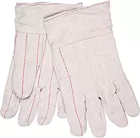 MCR Safety 9018CB Nap In Cotton Double Palm Men's Gloves with Band Top and Straight Thumb, White, Large, 1-Pair