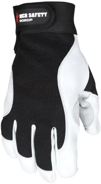 MCR SAFETY Mechanics Work Gloves, Rugged Grain Goatskin with Double Palm