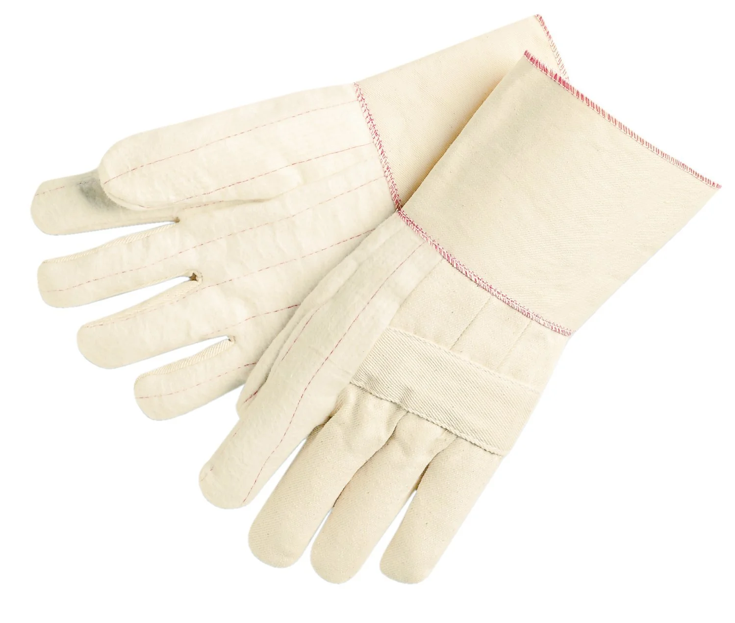 MCR Safety 9124G Hot Mills Cotton Regular Weight Men's Gloves with Knuckle Strap and Plasticized Gauntlet, White, Large