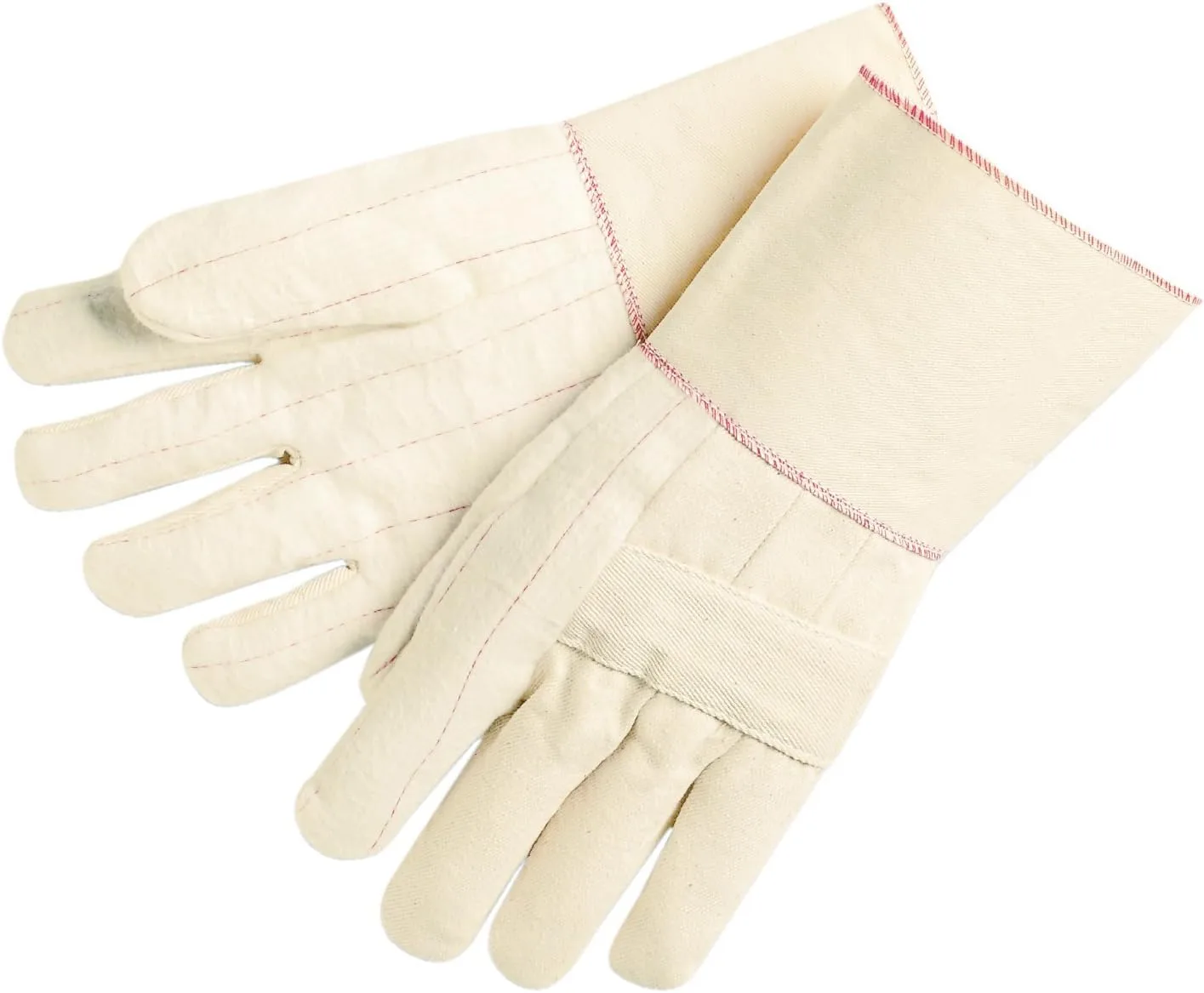 MCR Safety 9124G Hot Mills Cotton Regular Weight Men's Gloves with Knuckle Strap and Plasticized Gauntlet, White, Large