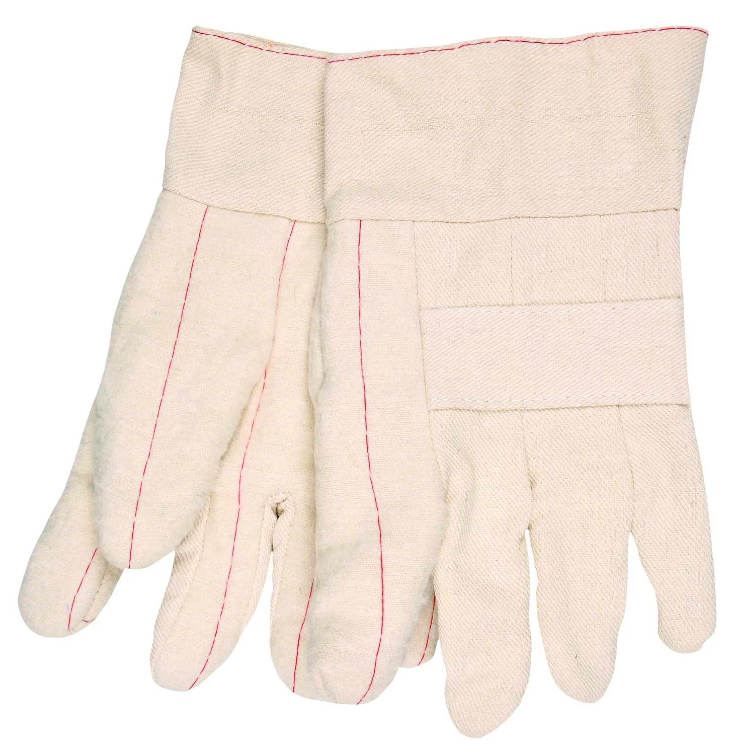 MCR Safety 9136K Hot Mill Cotton Premium Heavy Weight Men's Gloves with Knuckle Strap, White, Large, 1-Pair