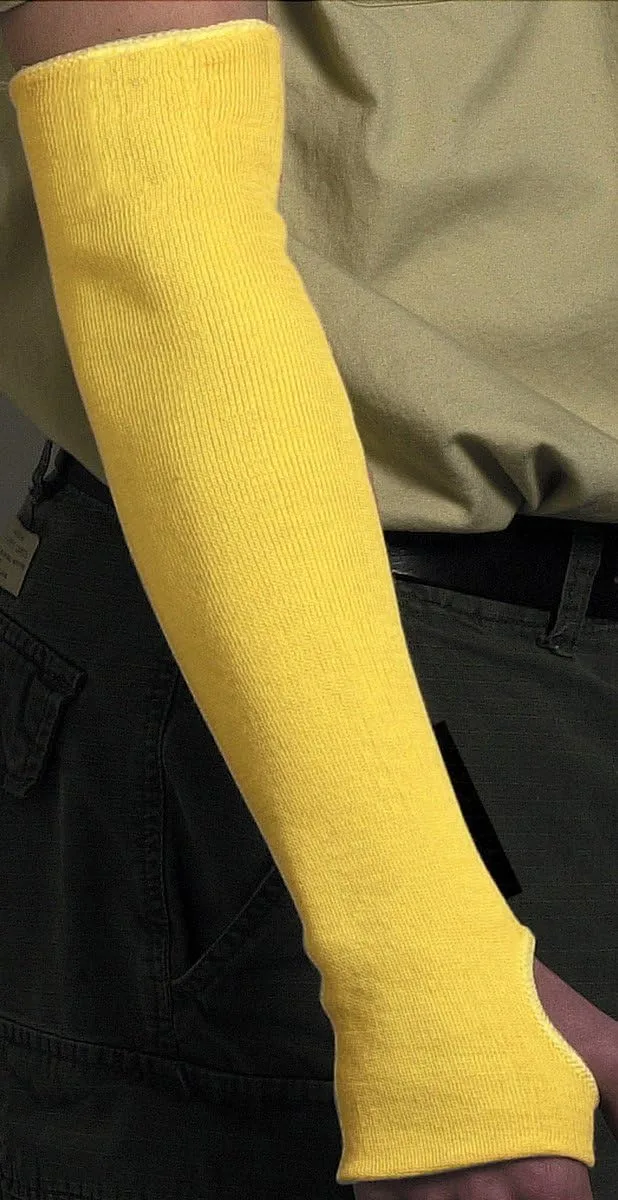 MCR Safety 9378T Kevlar Regular Weight 36 Gauge Plain Sleeve with Thumb-Slot, Yellow, 18-Inch