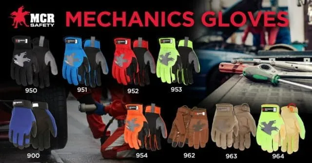 MCR SAFETY 952 HyperFit Mechanics Work Gloves, Synthetic Leather Palm, Reflective Logo
