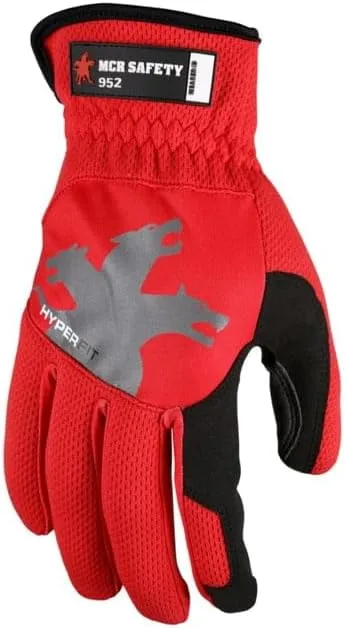MCR SAFETY 952 HyperFit Mechanics Work Gloves, Synthetic Leather Palm, Reflective Logo
