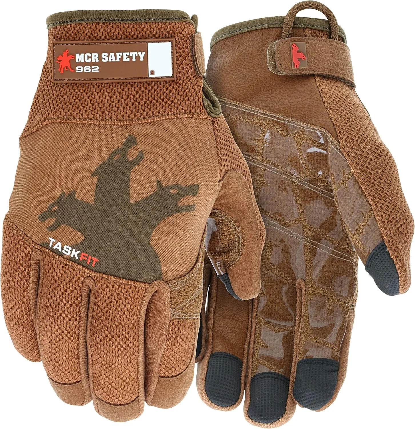 MCR SAFETY 962 TaskFit Mechanic Glove, Goatskin Leather Work Glove, Tread Palm, Nylon/Spandex, Kevlar Reinforced