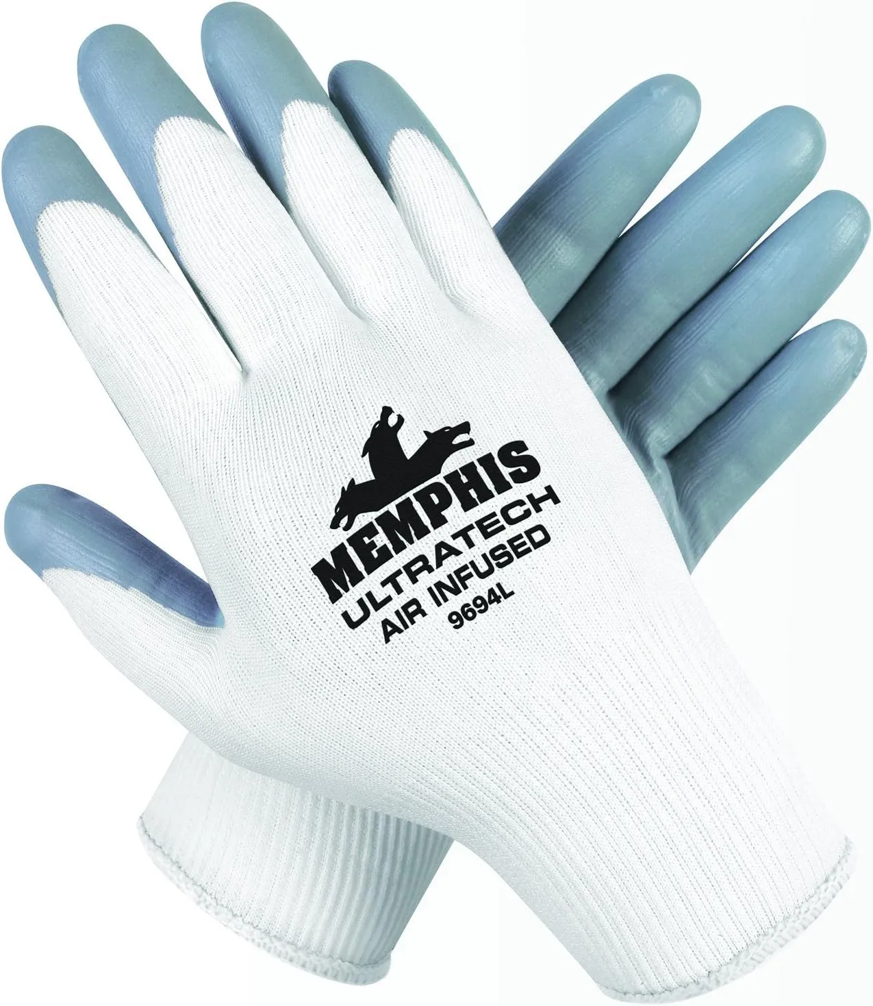 MCR SAFETY Ultratech Air Infused 15 Gauge Seamless Nylon Nitrile Dipped Palm and Fingers Gloves