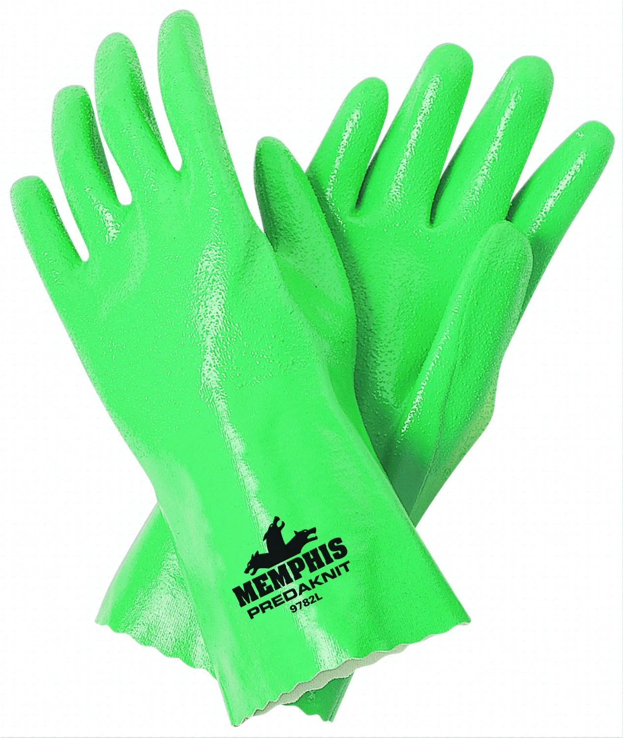 MCR SAFETY Predaknit 9782 Supported Nitrile Gloves with 12-Inch Gauntlet, Rough Grip