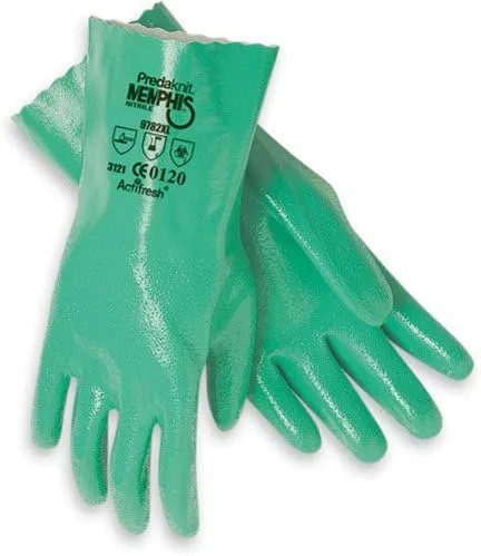 MCR SAFETY Predaknit 9782 Supported Nitrile Gloves with 12-Inch Gauntlet, Rough Grip