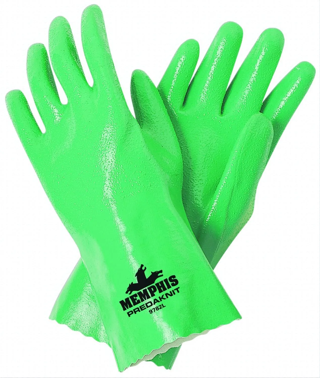 MCR SAFETY Predaknit 9782 Supported Nitrile Gloves with 12-Inch Gauntlet, Rough Grip