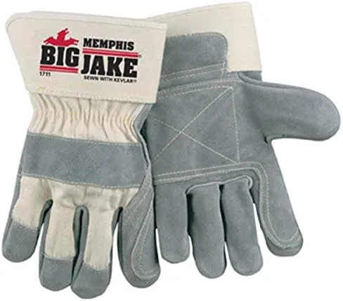 MCR Safety Big Jake Double Leather Palm Index Finger and Thumb, Sewn Kevlar Glove, with 2-3/4" Safety Cuffs, XL, 1-Pair