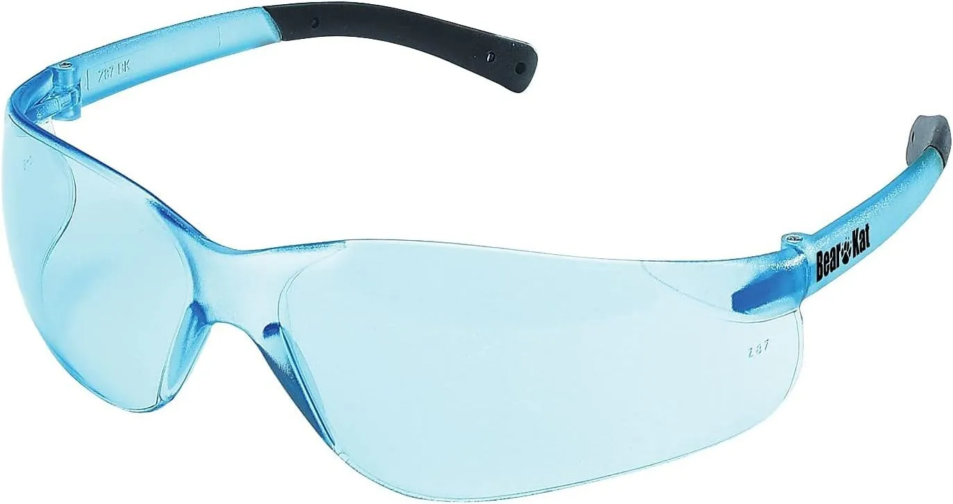 (12 Pair) Crews BK113 Bearkat Safety Glasses Light Blue Frame w/ Light Blue Lens