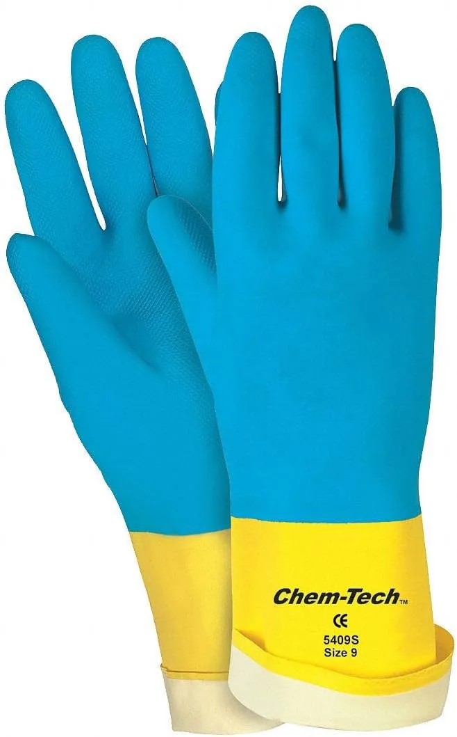 Chemical Resistant Gloves: Memphis Size Large, 28.00 mil, Latex & Neoprene, Supported
