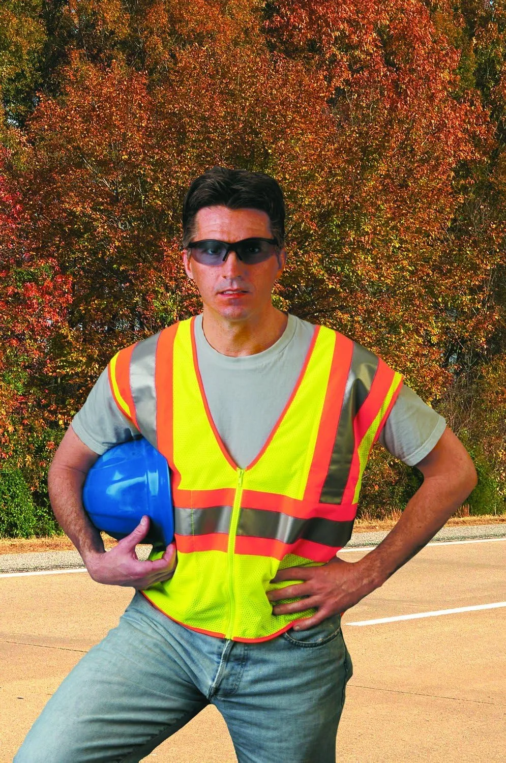 MCR Safety WCCL2LXL Class 2 Polyester Mesh Safety Vest with 3M Scotchlite 4-1/2-Inch Orange/Silver Reflective Stripe
