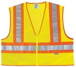MCR Safety WCCL2LXL Class 2 Polyester Mesh Safety Vest with 3M Scotchlite 4-1/2-Inch Orange/Silver Reflective Stripe