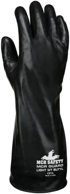 MCR SAFETY CP7 Butyl Rubber Chemical-Resistant Gloves, 7 Mil Smooth Finish, Gauntlet Rolled Cuff