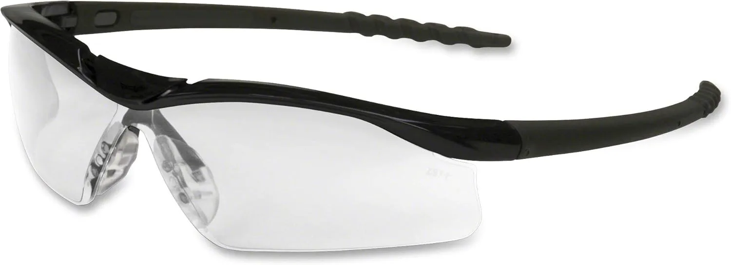 MCR Safety DL110 Dallas Safety Glasses with Polished Black Frame and Clear Lens