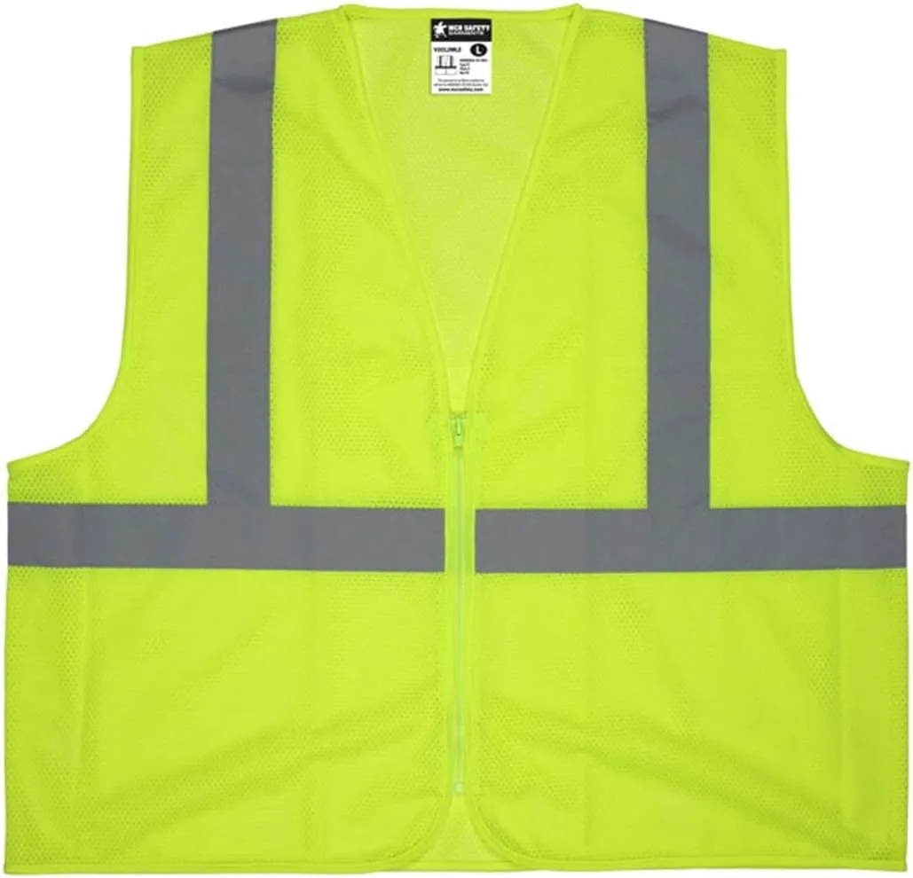 MCR SAFETY V2CL2MLZ Lime Mesh High-Visibility Safety Vest
