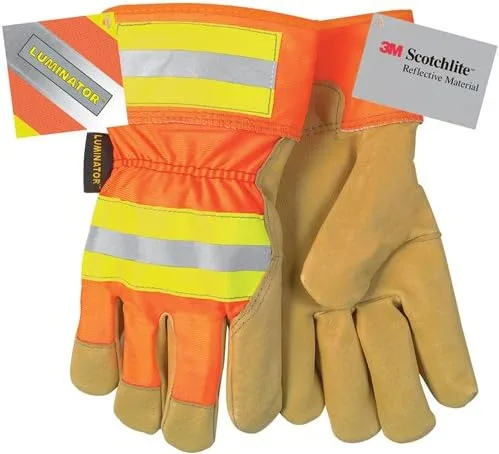 MCR SAFETY Luminator Grain Pigskin Leather Fleece-Lined Palm Gloves with 2-1/2-Inch Safety Cuff
