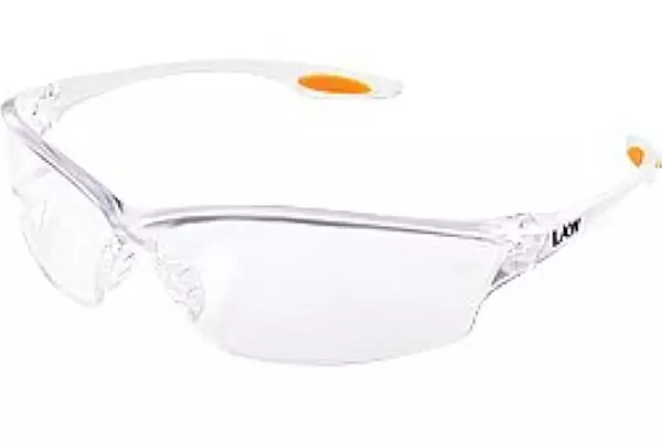 Safety Glasses: Scratch-Resistant, Polycarbonate, Clear Lenses, Full-Framed