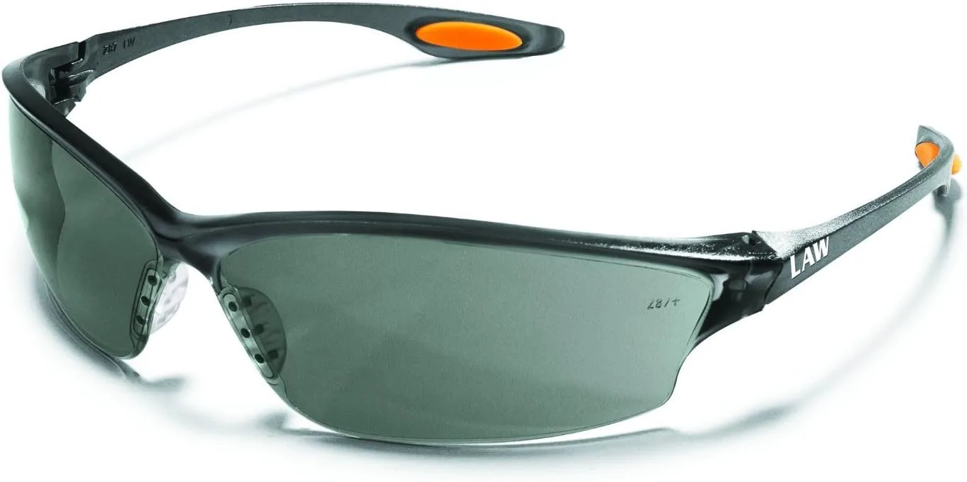 Crews LW212 Law 2 Safety Glasses Orange Temple Inserts w/ Gray Lens (12 Pair) by Crews