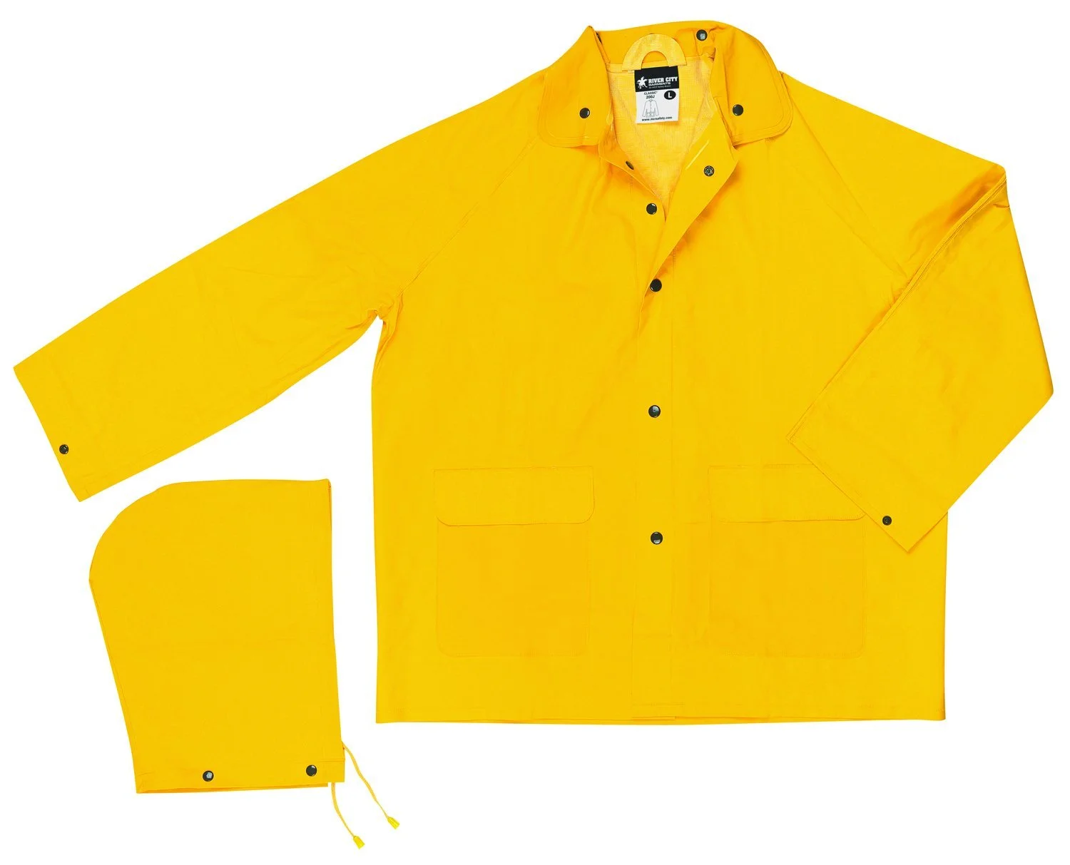 MCR Safety Men's Classic Rain Jacket - Medium, Yellow, 0.35mm PVC/Polyester