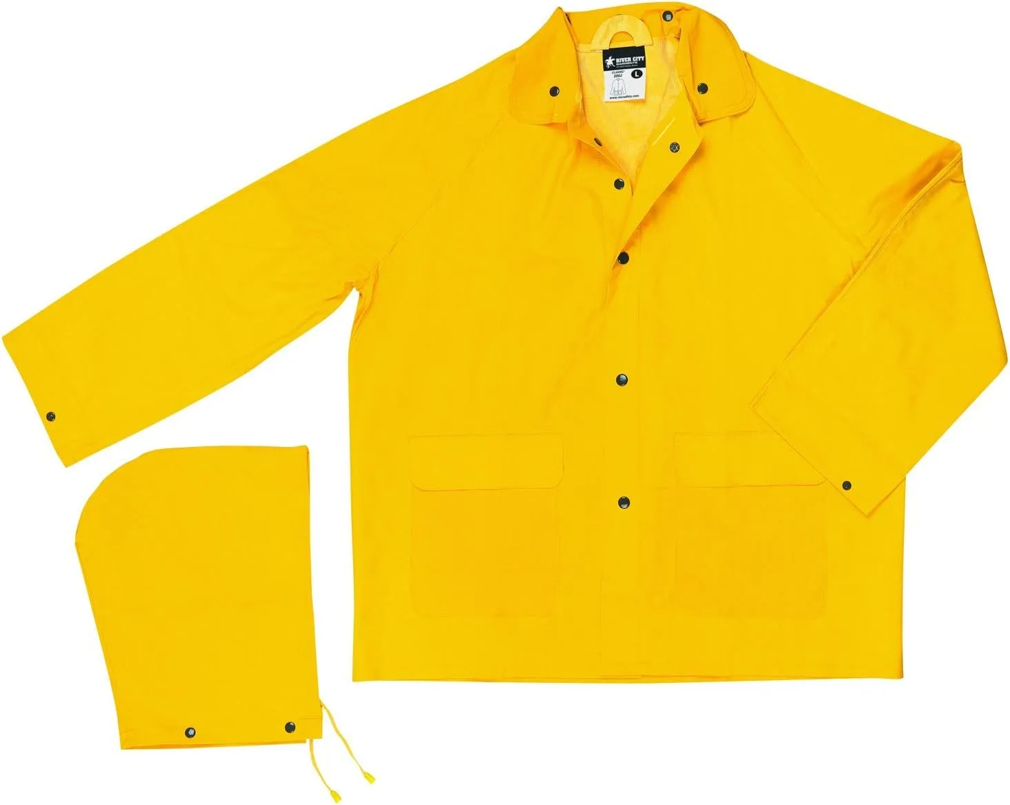 MCR Safety Men's Classic Rain Jacket - Medium, Yellow, 0.35mm PVC/Polyester