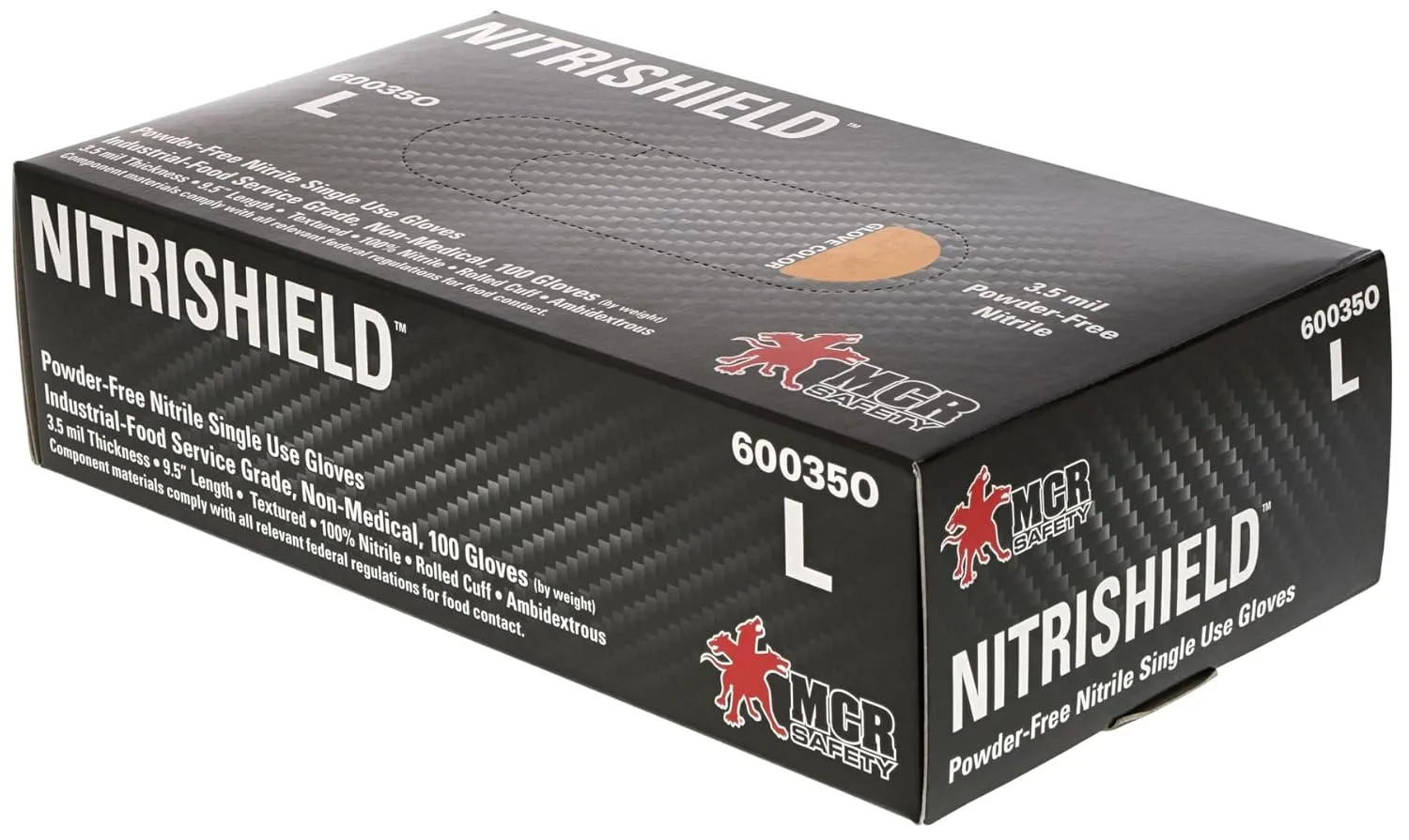 MCR Safety NitriShield Powder Free Nitrile Disposable Gloves, 3.5 mil, Food Grade