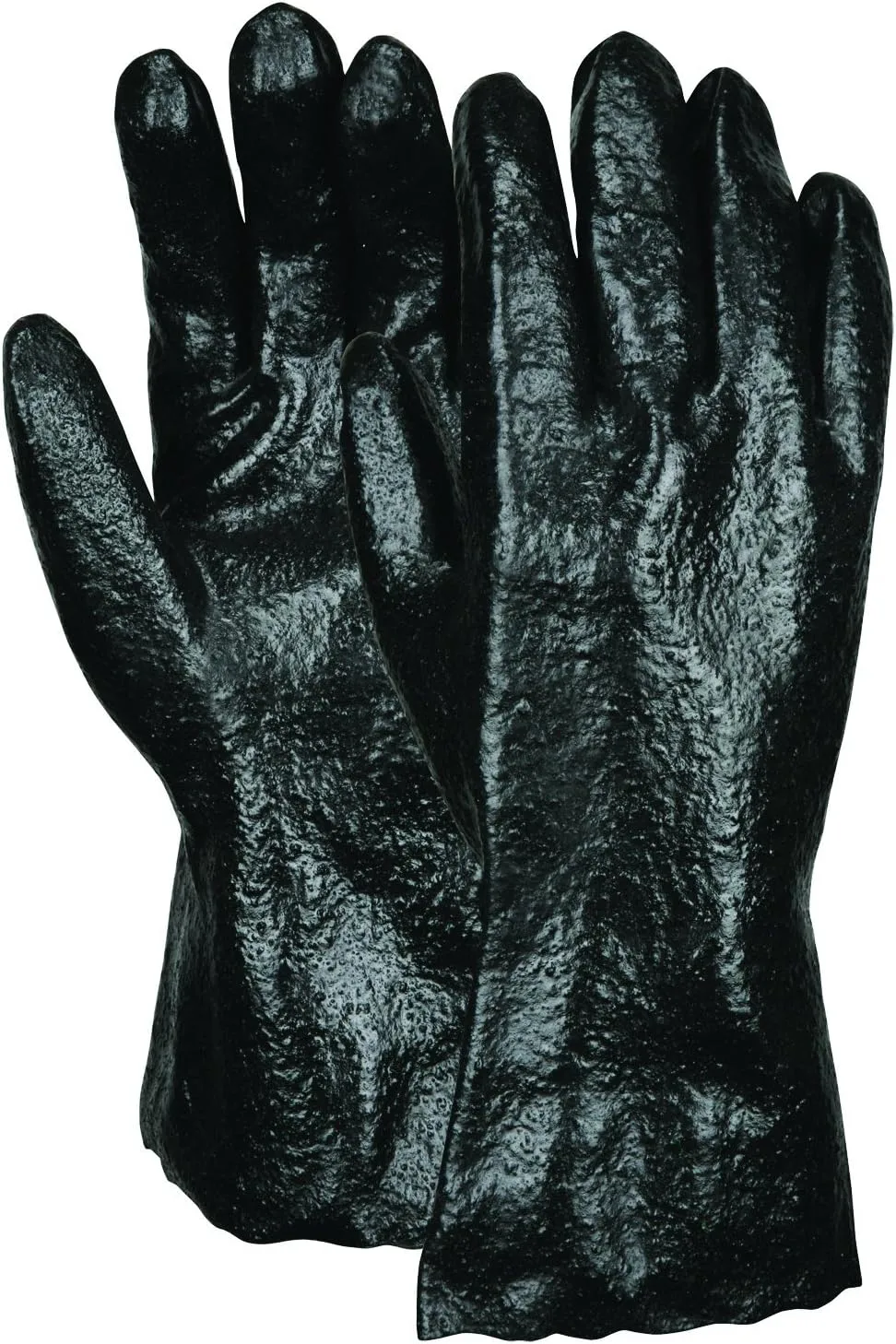 MCR Safety Single Dipped PVC Gloves, Rough, Interlock Lined, 12-inch, Large, Black, 12 Pair