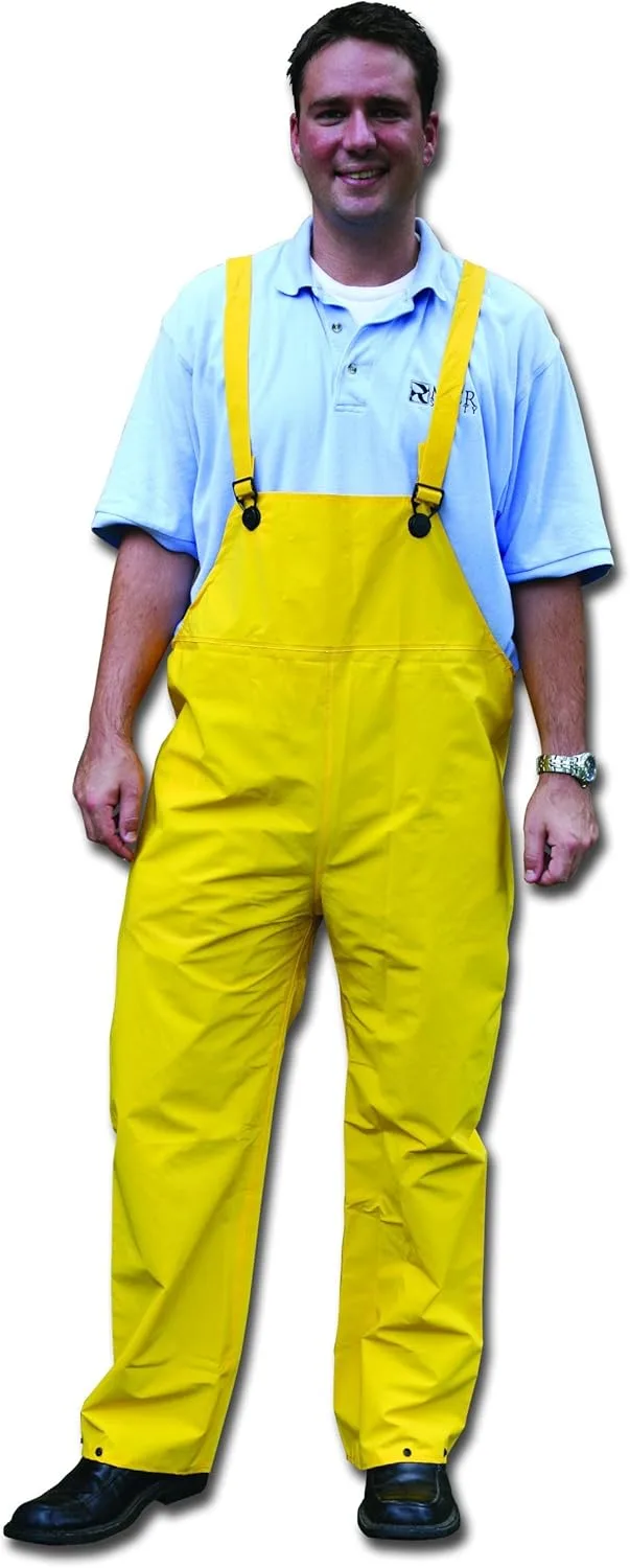 MCR Safety Rain Bib Overalls, Large, Yellow (PVC/Polyester)