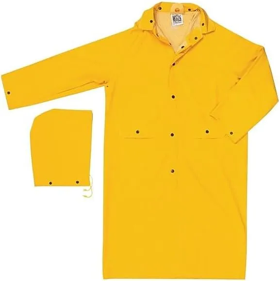 MCR Safety Classic Rain Coat, 49 in, X3-Large, Yellow, 0.35 mm PVC/Poly