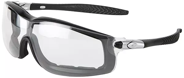 MCR Safety RT110AF Rattler Nylon Indirect Vented Elastic Strap Dielectric Glasses with Black Frame and Clear Anti-Fog Lens