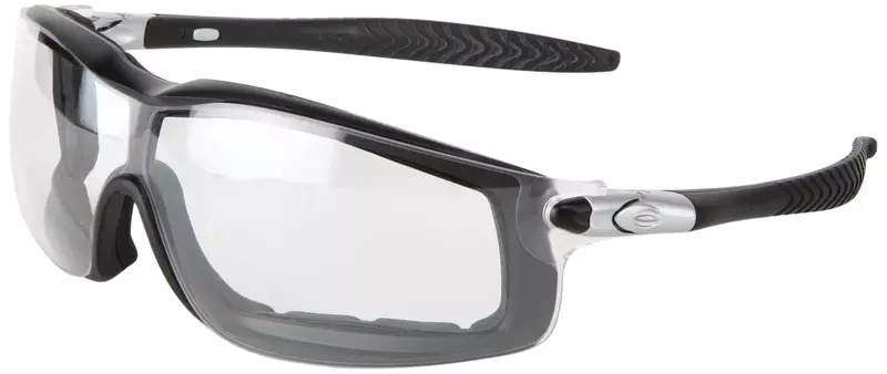 MCR Safety RT110AF Rattler Nylon Indirect Vented Elastic Strap Dielectric Glasses with Black Frame and Clear Anti-Fog Lens