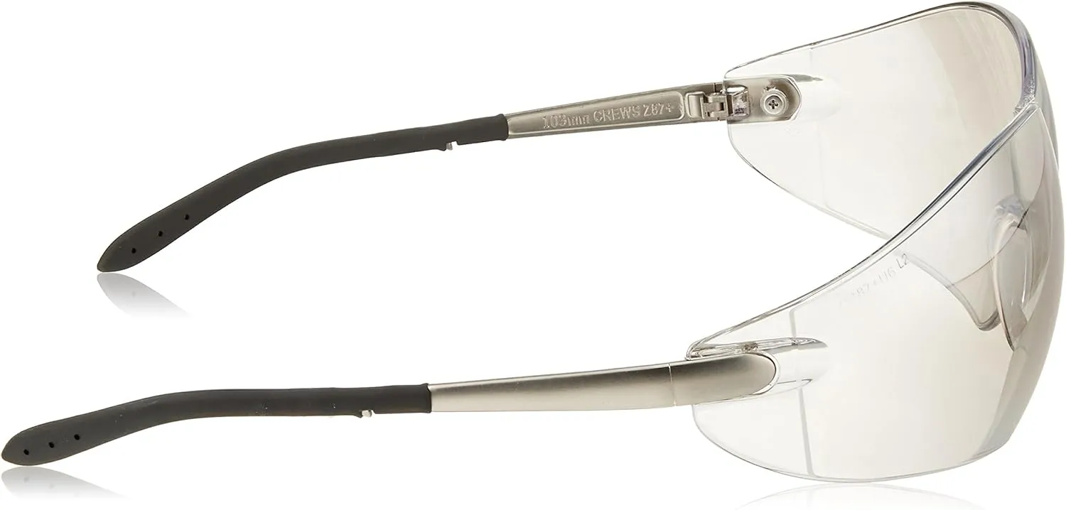 MCR Safety S2119 Blackjack Safety Glasses with Chrome Metal Temple and Indoor/Outdoor Clear Mirror Lens