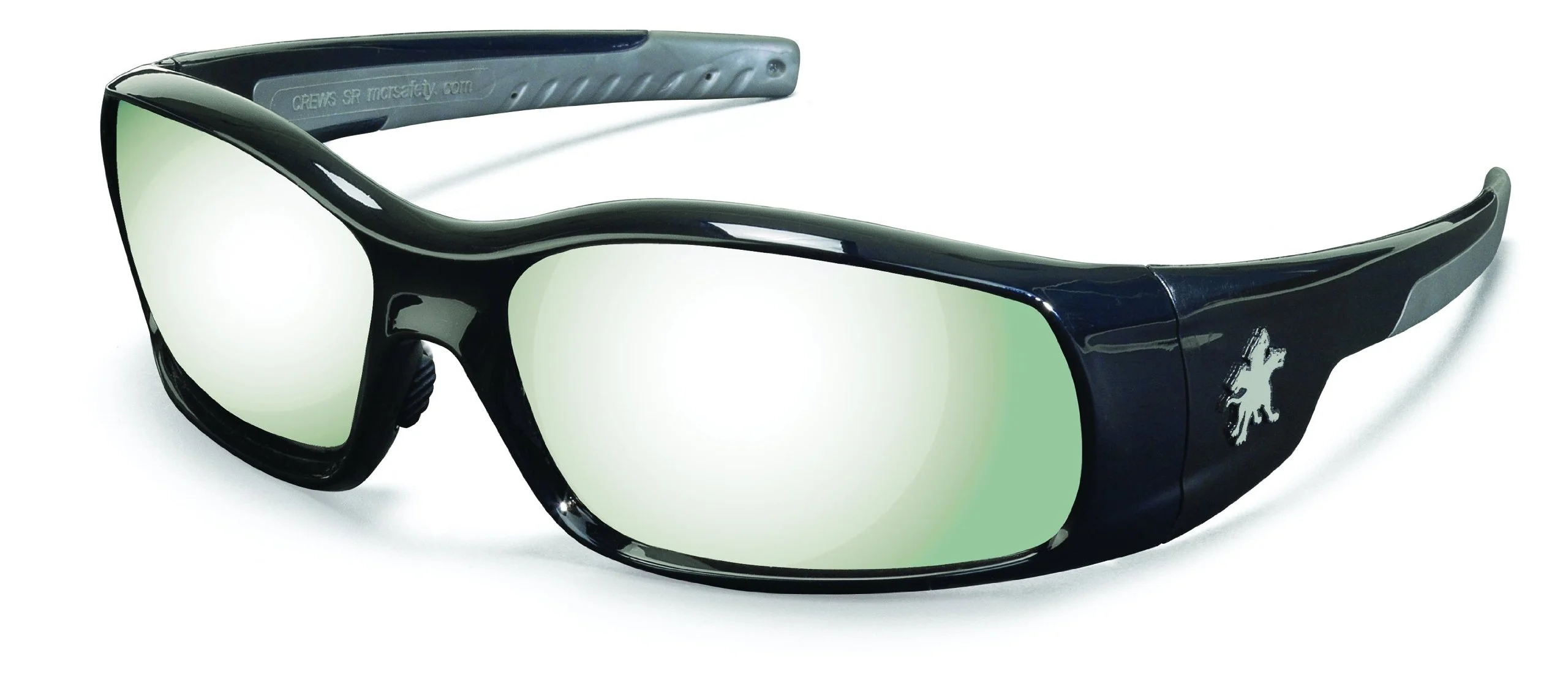 MCR Safety Glasses SR117 Swagger Brash Look Polycarbonate Dual Lens with Polished Black Frame and Silver Mirror Lens Black