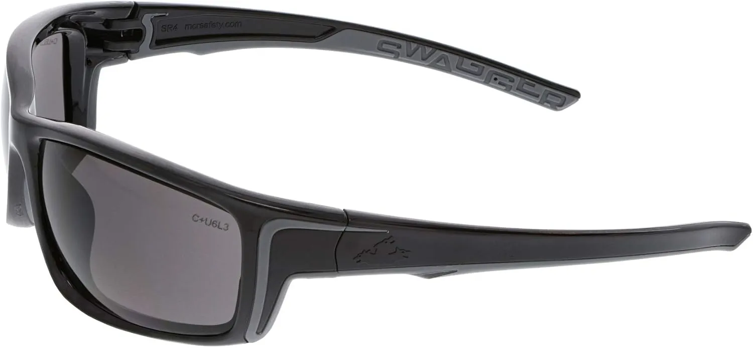 MCR Safety Glasses SR422PF SR4 Swagger Gray Lens with MAX6 Anti-Fog and Scratch Resistant Coating, Dielectric