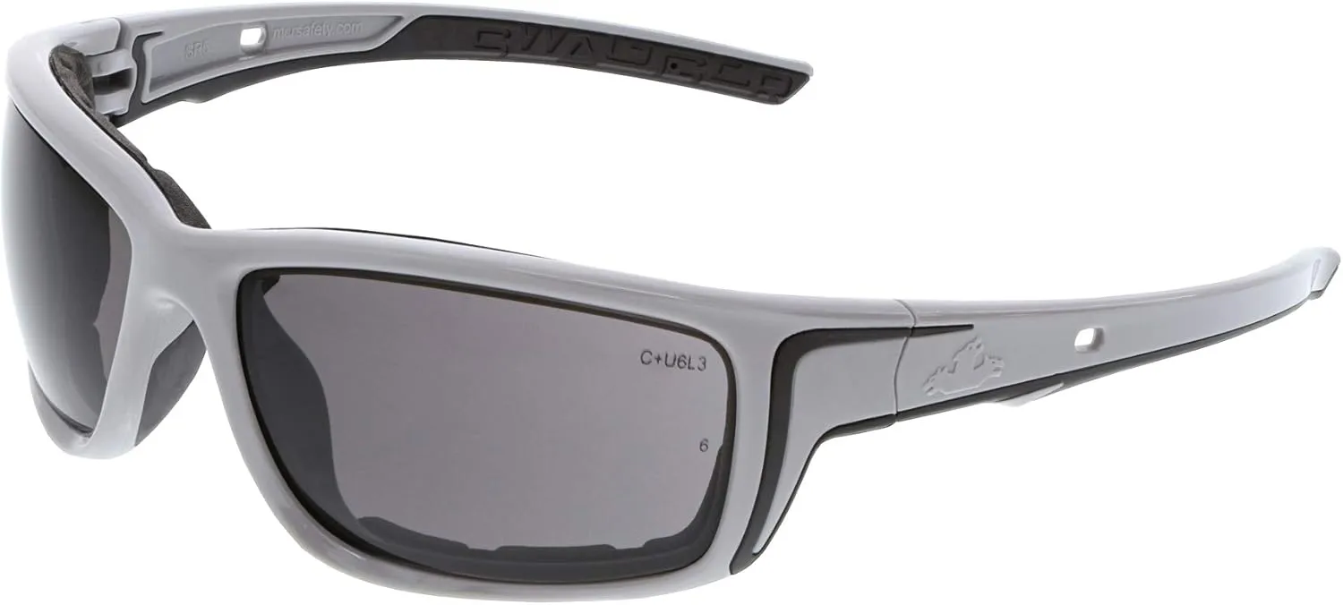 MCR Safety SR522PF Swagger Safety Glasses, Work Glasses, Gray MAX6 Anti-Fog Lens, Foam Lined, Gray Frame