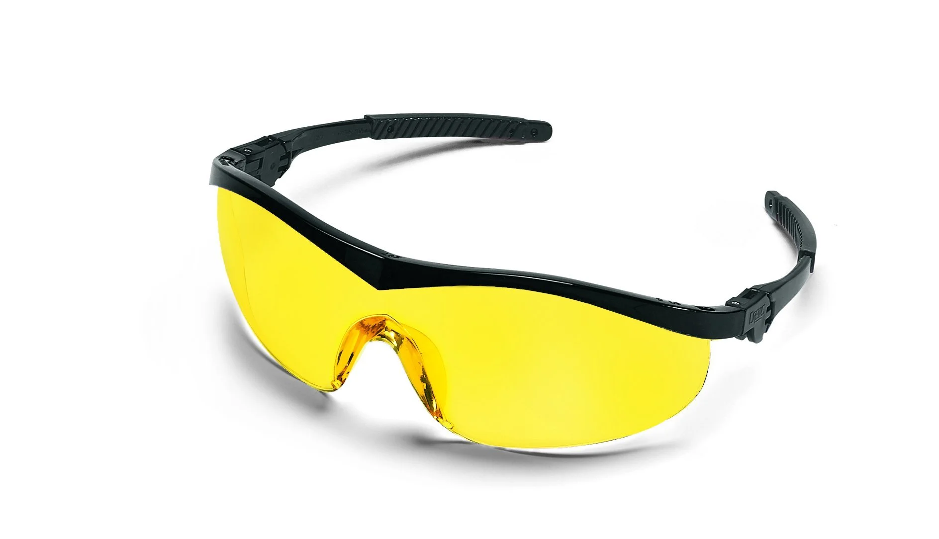 MCR Safety ST114 Storm Ratchet Bayonet Temple Single Lens Glasses with Black Frame and Amber Lens