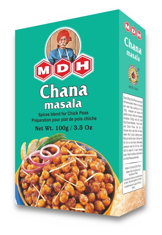100g MDH Chana Masala, a premium blend of spices for making traditional North Indian chickpea curry.