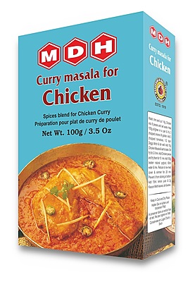 100g box of MDH Chicken Curry Masala, a premium blend of spices, traditional Indian chicken curry