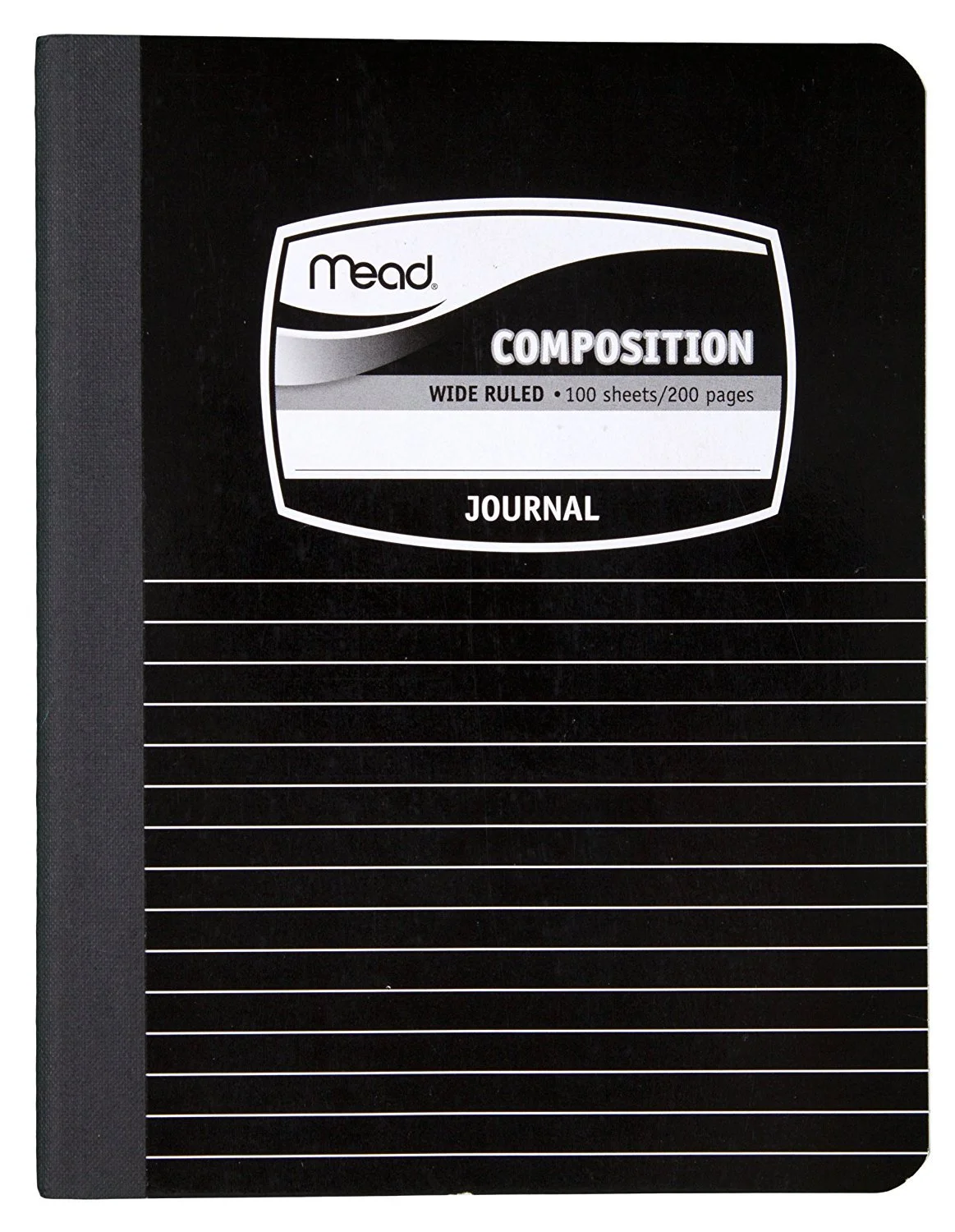 Mead Composition Notebook, Wide Ruled Paper, 9-3/4" x 7-1/2", 100 Sheets per Comp Book, Black/White (09920) Pack of 1 Black