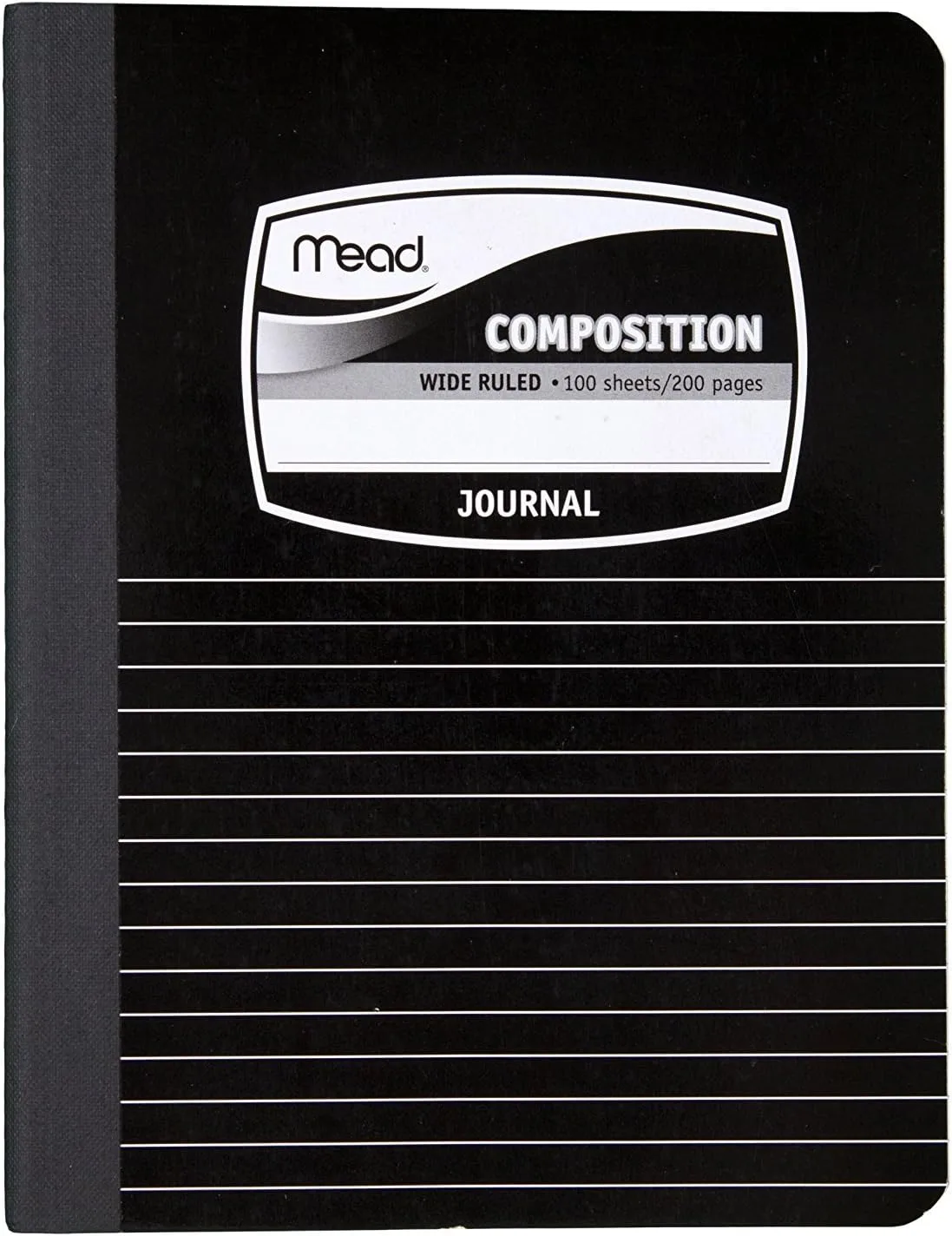Mead Composition Notebook, Wide Ruled Paper, 9-3/4" x 7-1/2", 100 Sheets per Comp Book, Black/White (09920) Pack of 1 Black